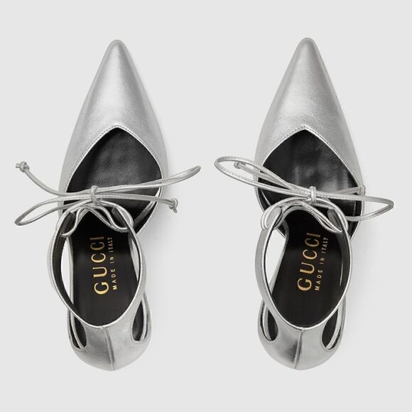 GUCCI PRISCILLA 105 METALLIC LEATHER PUMPS size 38.5 BRAND NEW IN BOX - Picture 3 of 15